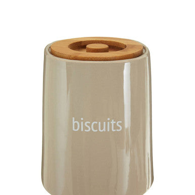 Beige Ceramic Biscuit Canister
