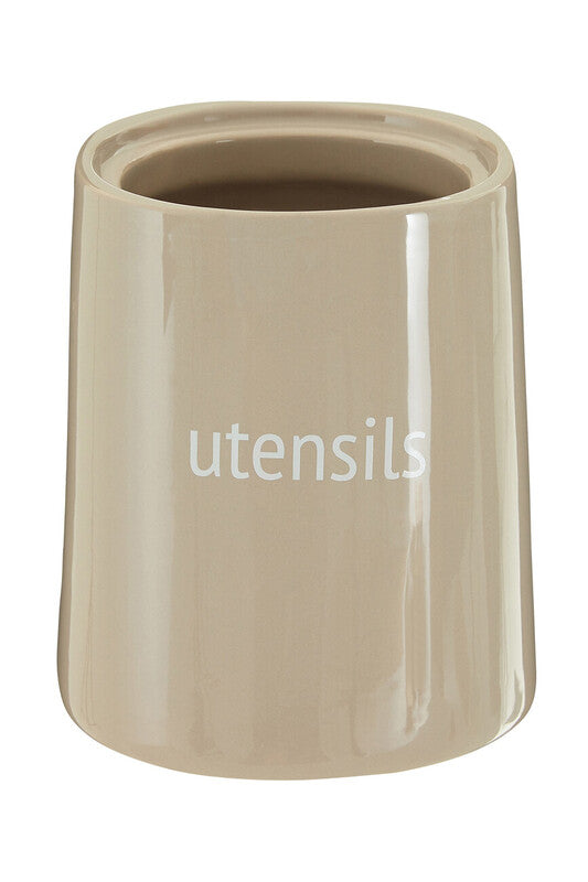 Beige Ceramic Utensils Holder