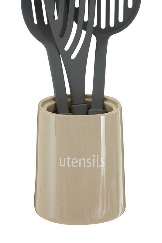 Beige Ceramic Utensils Holder