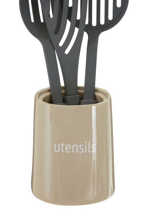Beige Ceramic Utensils Holder