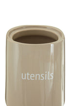 Beige Ceramic Utensils Holder