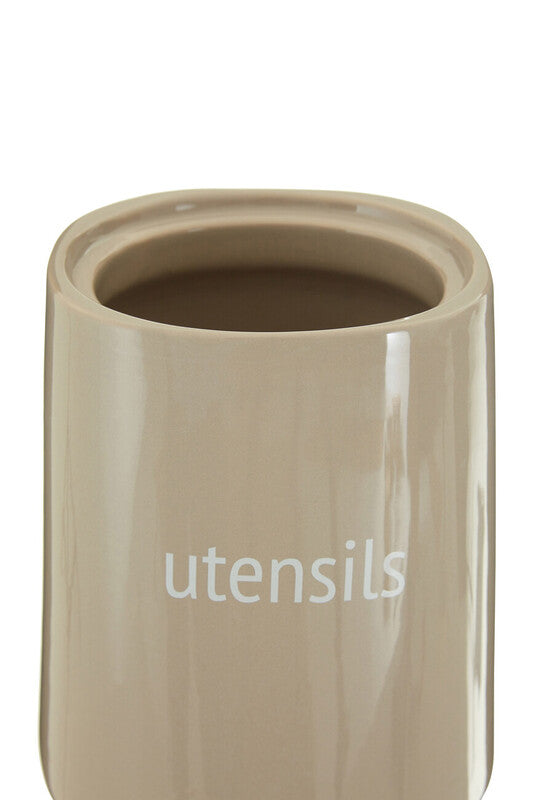 Beige Ceramic Utensils Holder