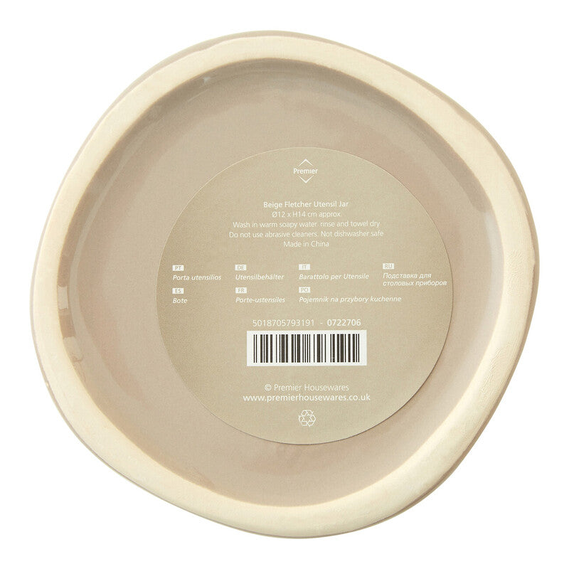 Beige Ceramic Utensils Holder