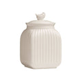 Cream Small Square Canister with Hen Lid