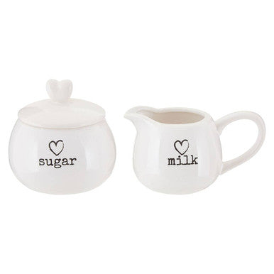 White Ceramic Milk and Sugar Set