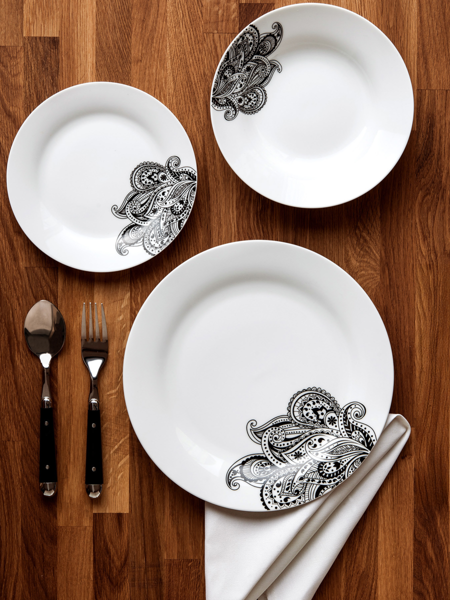 Prince 12 Piece Black Dinner Set