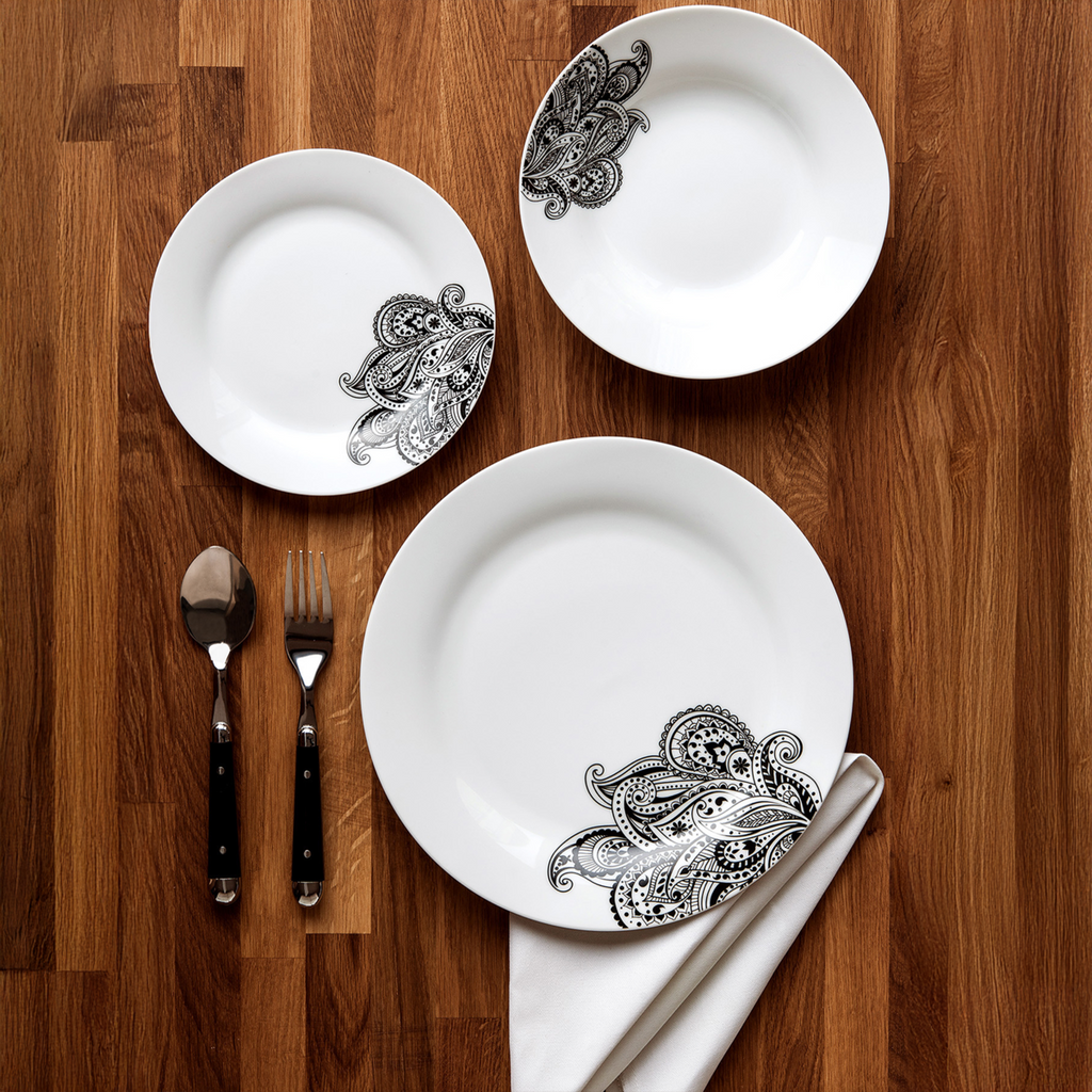 Prince 12 Piece Black Dinner Set