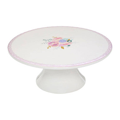 White Ceramic Cake Stand with Floral Pattern
