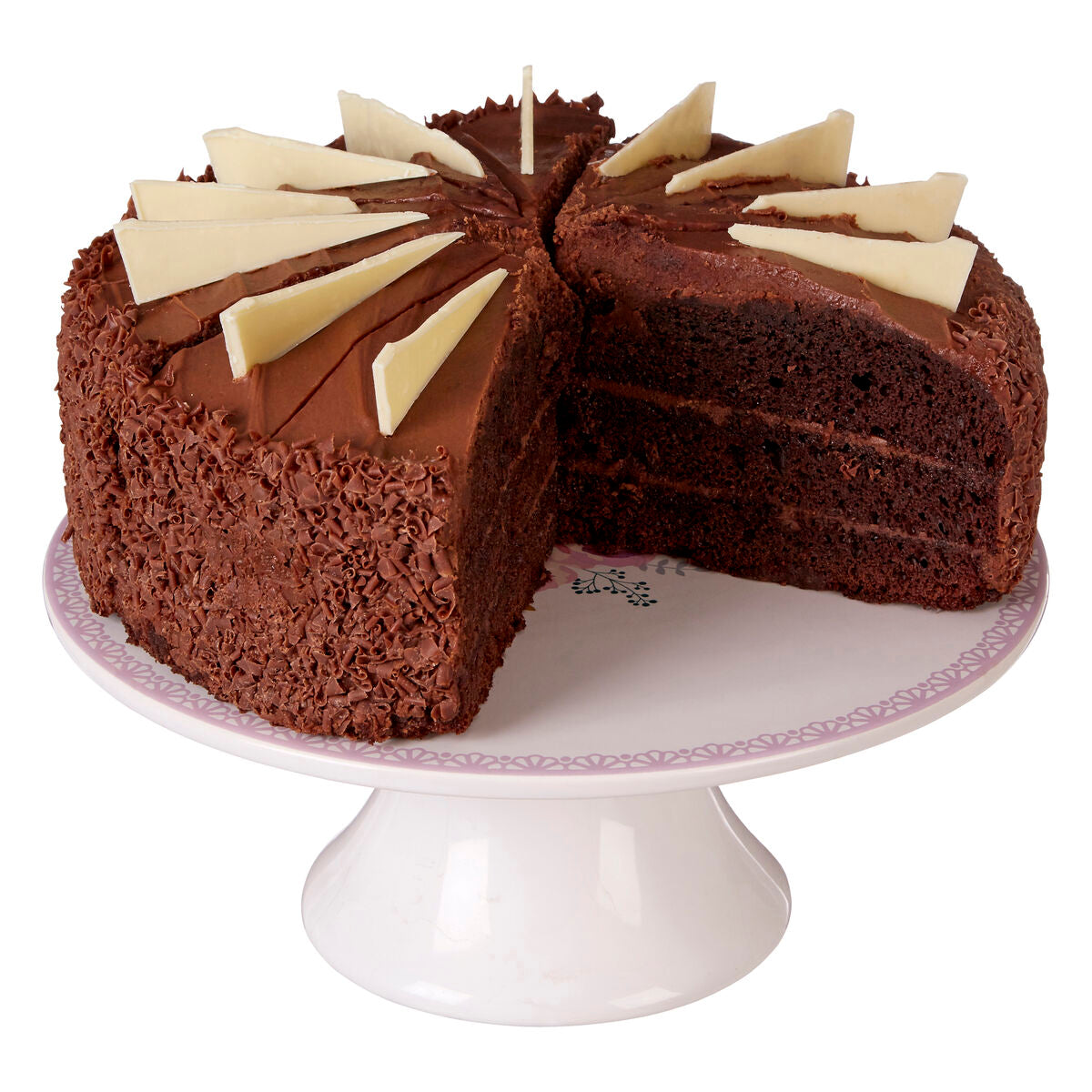 White Ceramic Cake Stand with Floral Pattern