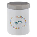 White and Grey Floral Sugar Canister