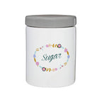 White and Grey Floral Sugar Canister