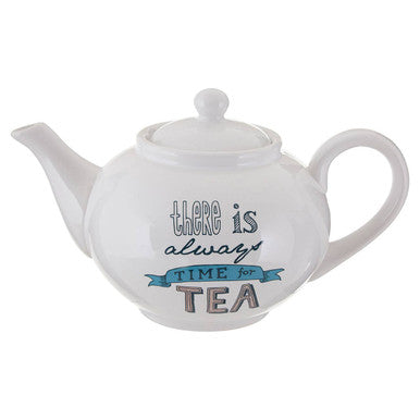 Cream Teapot with Printed Quote