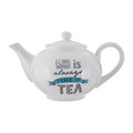 Cream Teapot with Printed Quote
