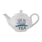 Cream Teapot with Printed Quote