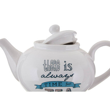 Cream Teapot with Printed Quote