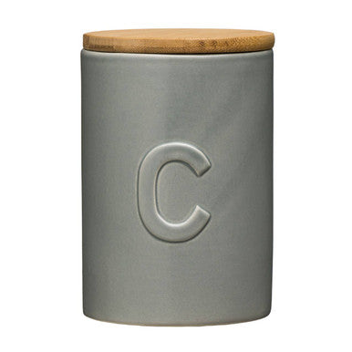 Light Grey Coffee Canister With Bamboo Lid