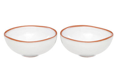 Terracotta Set of 2 White Glazed Mini Bowls