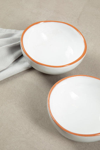 Terracotta Set of 2 White Glazed Mini Bowls