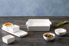 Terracotta Set of 3 Dip Bowls with Tray in White