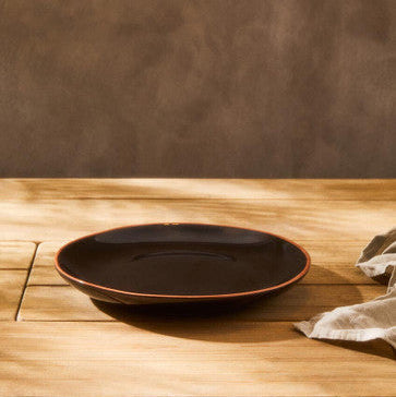 Black Glazed Terracotta Dinner Plate