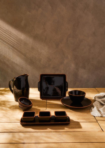 Black Glazed Terracotta Dinner Plate