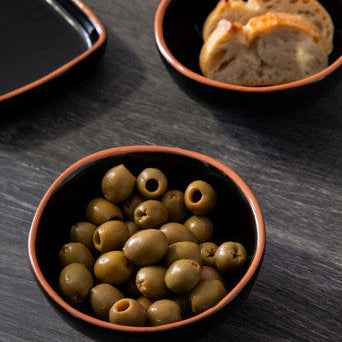 Black Glazed Terracotta Set of 2 Small Bowls