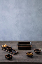 Black Glazed Terracotta Set of 2 Small Bowls