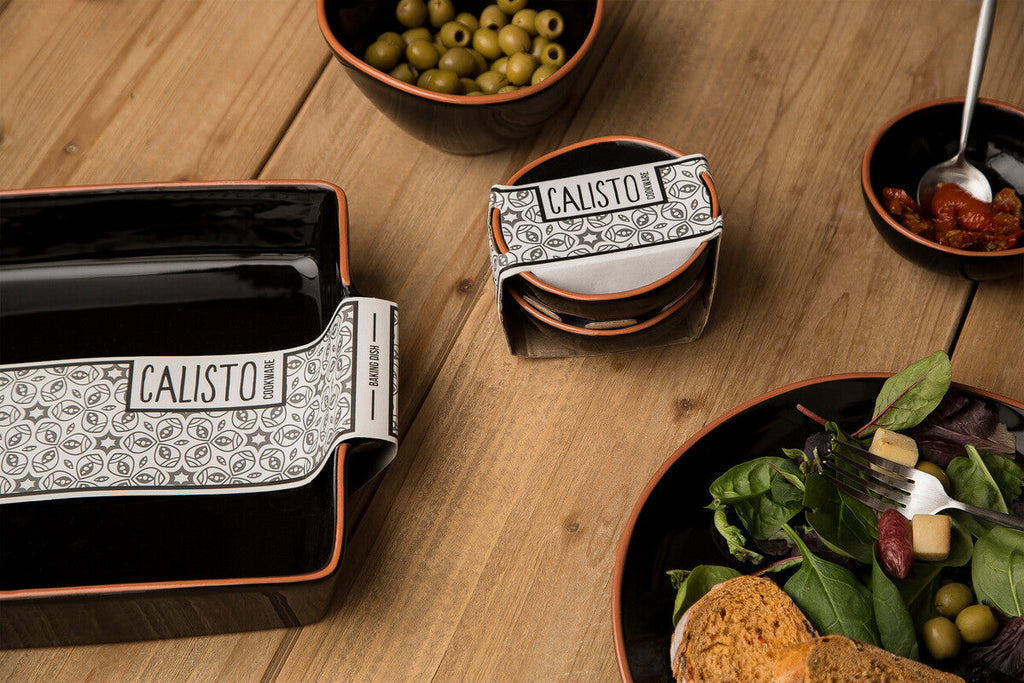 Black Glazed Terracotta Set of 2 Small Bowls