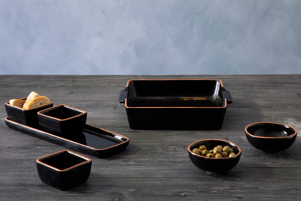 Terracotta Black Glazed Oven to Table Dish