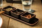 Terracotta Set of 3 Dip Bowls with Tray in Black