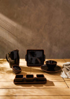 Terracotta Set of 3 Dip Bowls with Tray in Black