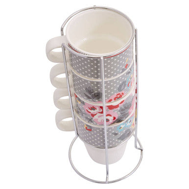 Set of Four Stackable Mugs with Stand