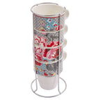 Set of Four Stackable Mugs with Stand