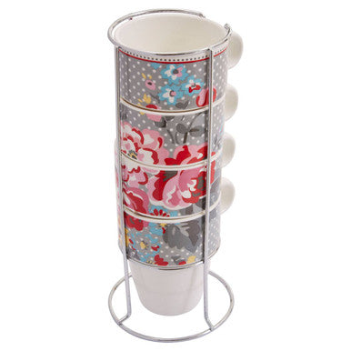 Set of Four Stackable Mugs with Stand