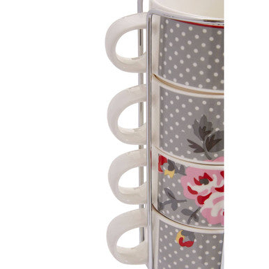 Set of Four Stackable Mugs with Stand