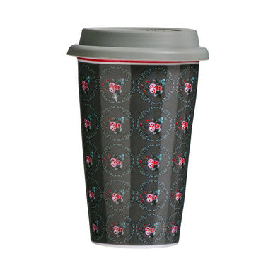 Ditsy Floral Ceramic Reusable Mug with Silicone Lid