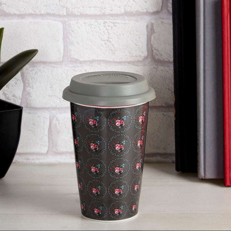 Ditsy Floral Ceramic Reusable Mug with Silicone Lid