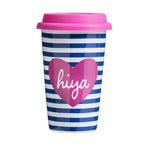Hiya Ceramic Reusable Mug with Silicone Lid