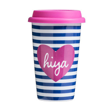 Hiya Ceramic Reusable Mug with Silicone Lid