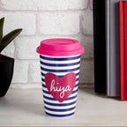 Hiya Ceramic Reusable Mug with Silicone Lid
