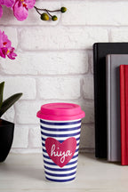 Hiya Ceramic Reusable Mug with Silicone Lid