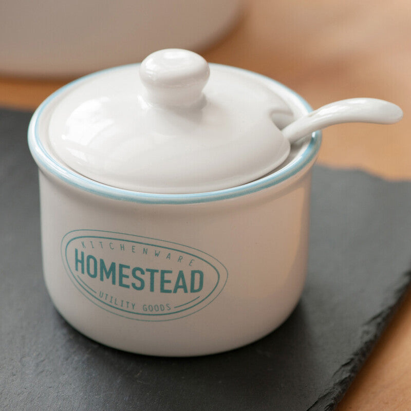 Sugar Pot with Lid and Spoon