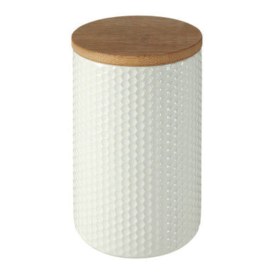 750ml White Canister with Bamboo Lid