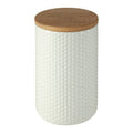 750ml White Canister with Bamboo Lid