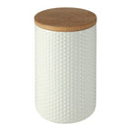 750ml White Canister with Bamboo Lid