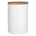 750ml White Canister with Bamboo Lid