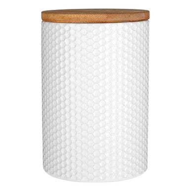 750ml White Canister with Bamboo Lid