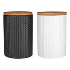 750ml White Canister with Bamboo Lid