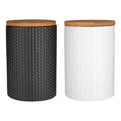 750ml White Canister with Bamboo Lid