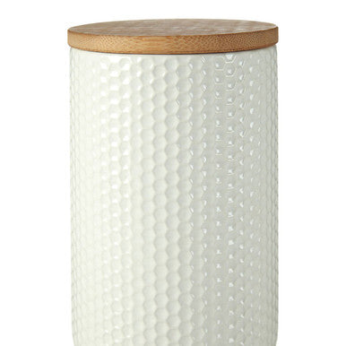 750ml White Canister with Bamboo Lid